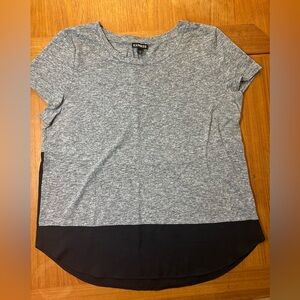 Express Heather Gray and Black Short Sleeve Tee